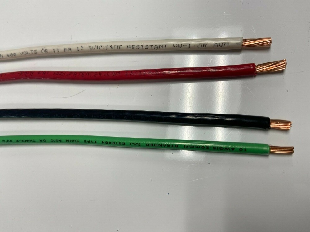 65′ EA THHN THWN 8 AWG GAUGE BLACK WHITE RED COPPER WIRE + 10 AWG GREEN