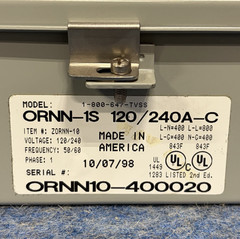 Innovative Technology Voltage Surge Suppressor 1-800-647-TVSS, ORNN-1S