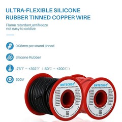BNTECHGO 14 Gauge Silicone Wire Spool red and Black Each 25ft Flexible 14 AWG St