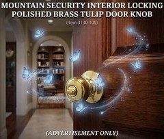 Mountain Security Interior Locking Polished Brass Tulip Door Knob 3130-105 NIB