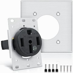 Outlet 50 Amp EV Charging with Stainless Steel Wall Plate Receptacle 125/250V 3-