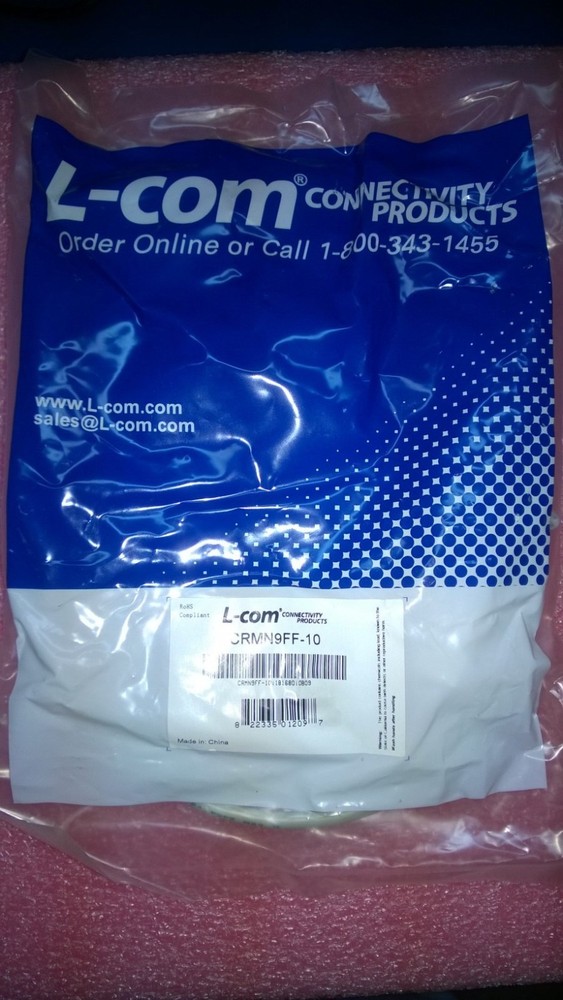 L-Com CRMN9FF-10 Molded D-Sub Cable 10ft