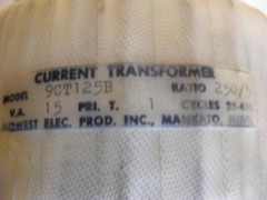 Midwest Elec. Prod. Inc Current Transformer MDL 9CT125B See Pictures New
