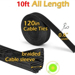 10ft Braided Wire Wrap Cord Protector Nylon Sleeve Storage Pipe Tube Cable Split