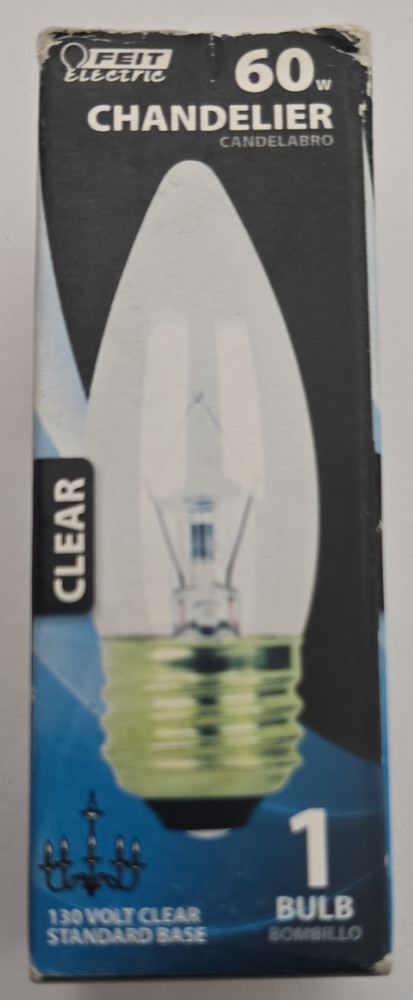 FEIT ELECTRIC 60ETC-130 60W Chandelier 130V Clear Standard base
