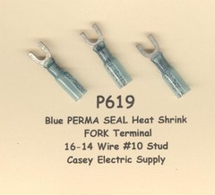 10 Blue PERMA SEAL Heat Shrink SPADE Terminal Connector 16-14 Wire #10 Std MOLEX