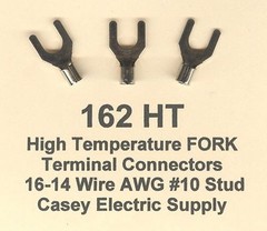 100 High Temperature FORK SPADE Terminal Connector 16-14 Wire Gauge AWG #10 Stud