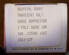 Transient Voltage Surge Suppressor hospital grade 20A 125V NEMA 5-20R RECT. 6362