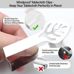 Heavy-Duty Stainless Steel Tablecloth Clips for Picnic, Camping, Patio, and Wedd