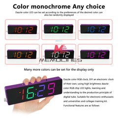 5V DIY Electronic Clock Kit LED Digital RGB Clock Time Temperature Date Display