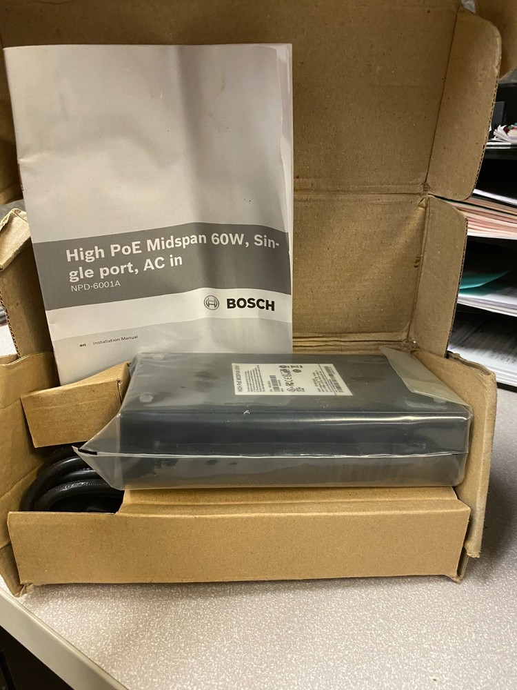 NEW IN BOX BOSCH NPD-6001A HIGH PoE MIDSPAN 60W SINGLE PORT AC IN