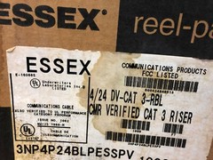 50′ Superior Essex 3NP4P24BLPESSPV 4 Pair 24 AWG Cat 3 CMR Telephone Wire Cable