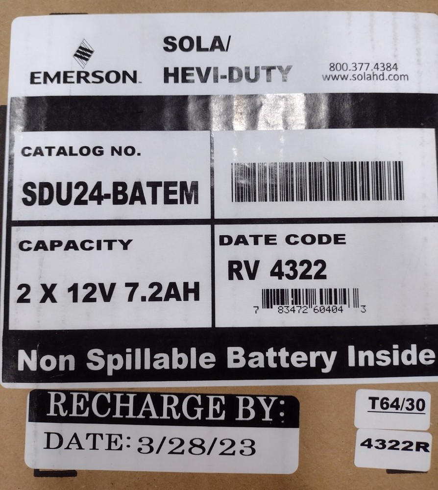 New Sealed Sola Hevi-Duty SDU24-BATEM Rechargeable Battery – Free Shipping