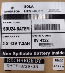 New Sealed Sola Hevi-Duty SDU24-BATEM Rechargeable Battery – Free Shipping