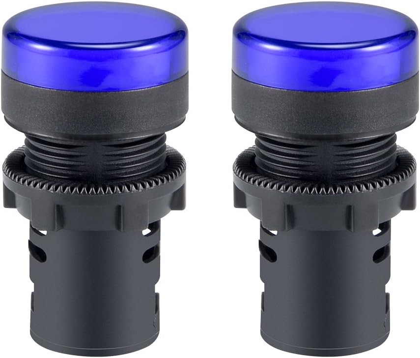 Blue Indicator Light 22mm Panel Mount AC DC 110V 2Pcs Electrical C Color: Blue