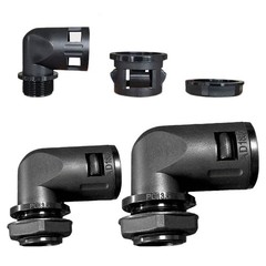 Nylon Corrugated Conduit 90° Elbow Connector Fitting For Corrugated Cable Tubing