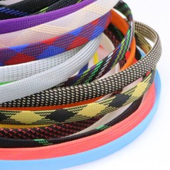 20mm Width Coloured PET Expandable Braid Sleeving Cable Wire Sleeve Sheath Dense