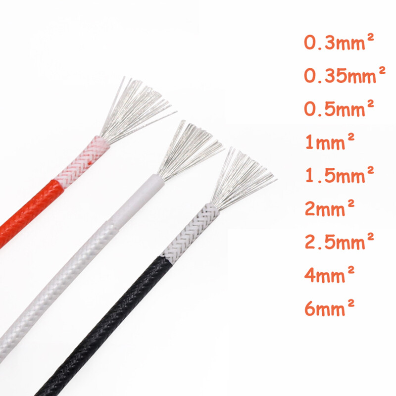 Heat Resistant 0.3mm²-6mm² Fibreglass Wire Appliance Cable HIGH TEMP 250℃ Colors