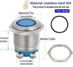 16mm Indicator Light LED AC DC 110V 120V 304 Stainless Steel Indicator Light