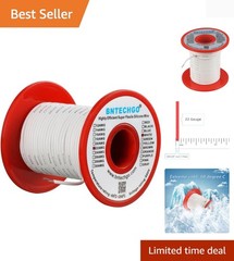 22 Gauge Silicone Wire Spool 100 ft White Flexible 22 AWG Stranded Tinned Cop…