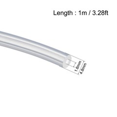 Silicone Tube 1.6mm ID x 4.8mm OD 3.28ft 1m Flexible Silicon Rubber Transparent