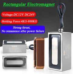 Electromagnet Lift Holding Magnet Rectangular Solenoid Sucker DC12V/24V 4-800KG