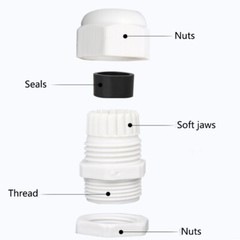 Waterproof Cable Gland Connector IP68 White Black Nylon Plastic PG-7/9/11~36/42