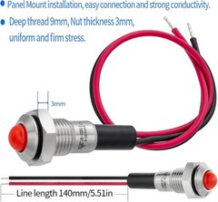 UL 8mm Red LED Waterproof IP67 Stainless Steel Indicator Light Indicator Light