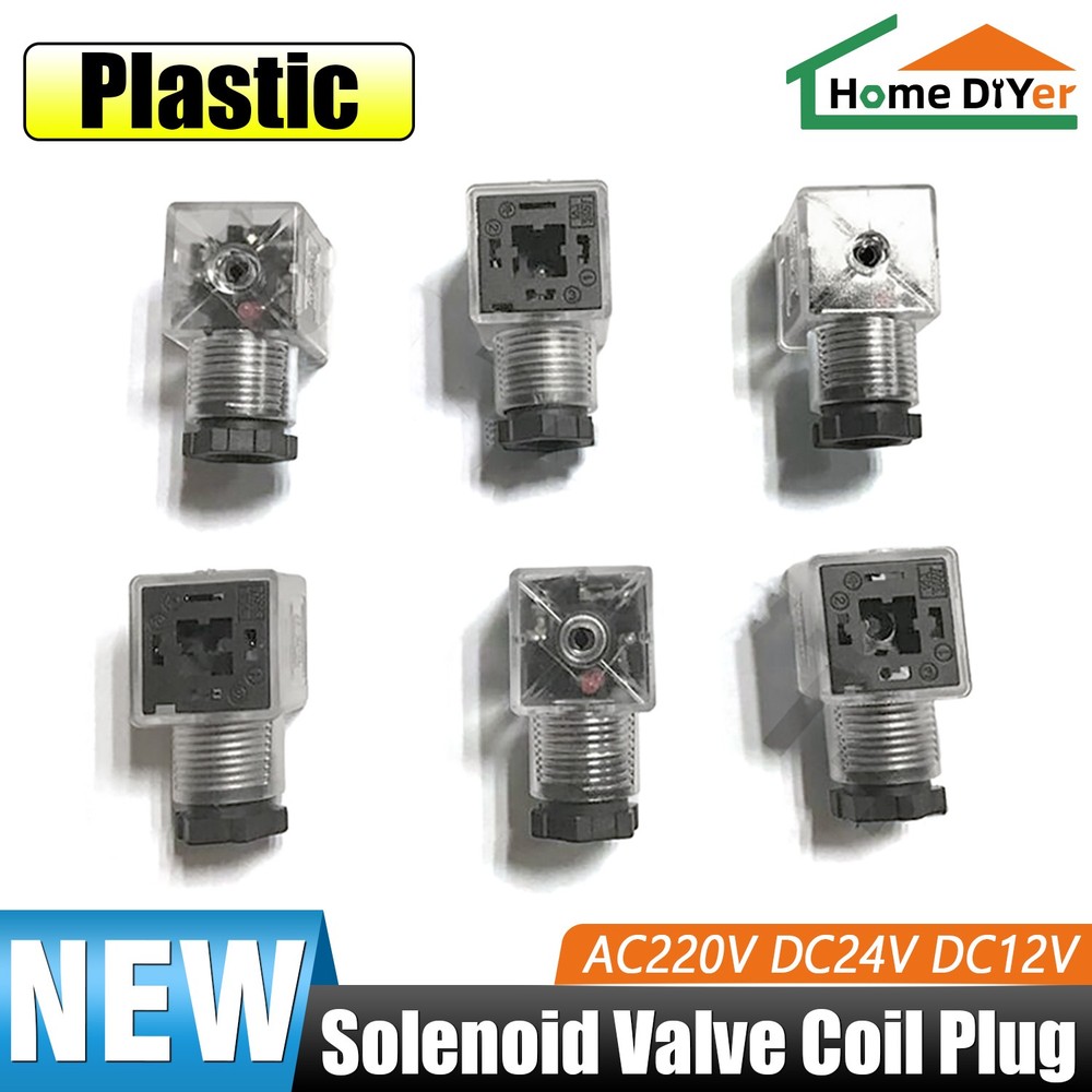 Replacement Electrical Solenoid Valve Coil 4 Pin Plug Connector 12V 24V 220V
