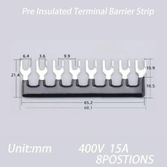 Terminal Block 2 Sets 8 Position Dual Row 600V 15A Screw Terminal Strip Cover