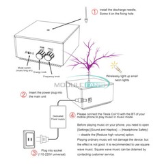 Bluetooth Music Tesla Coil AC110-240V 50/60Hz 120W High Frequency Voltage Pulse
