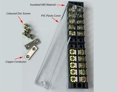Terminal Block 2 Sets 8 Position Dual Row 600V 15A Screw Terminal Strip Cover