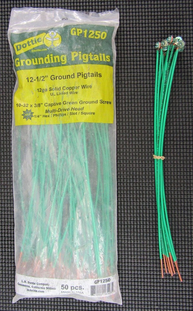 DOTTIE GP1250 12 1/2″ 12GA COPPER WIRE GREEN SCREW GROUNDING PIGTAIL – LOT OF 60