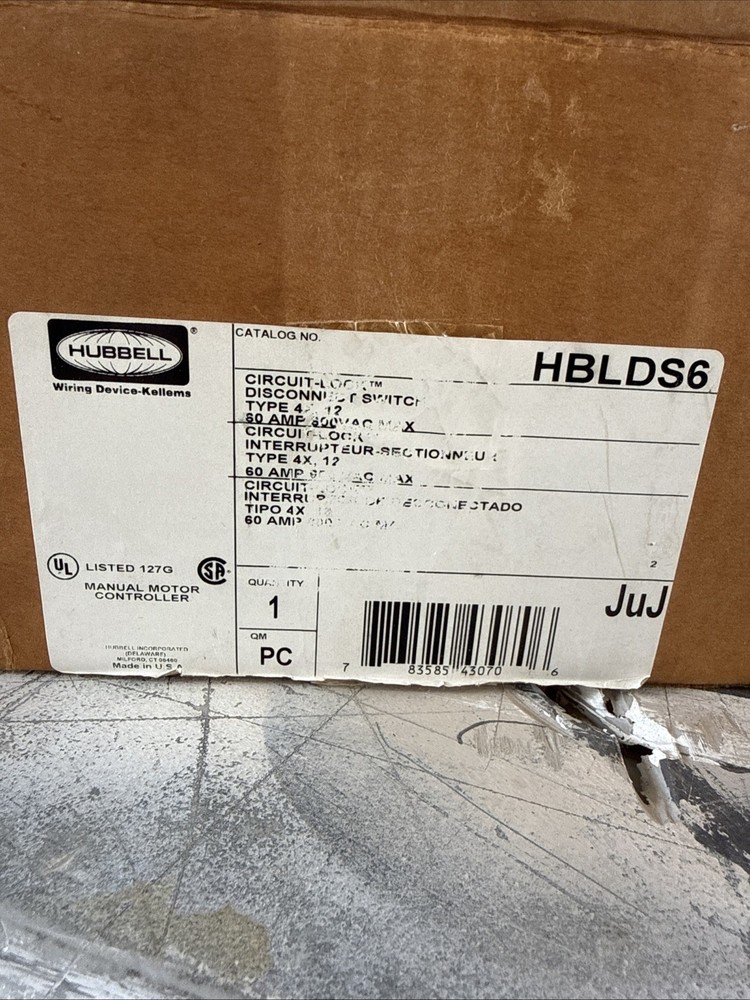 HBLDS6 Hubbell disconnect switch New Open Box Old Warehouse Stock
