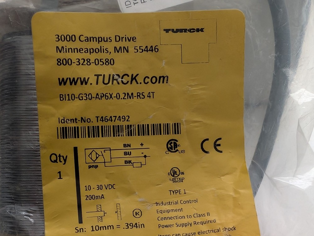 Turck BI10-G30-AP6X-0.2M-RS 4T Prox switch 10-30 VDC 200mA Assembled in USA