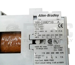 LOT OF 2 ALLEN BRADLEY 100-C09D*10 /A CONTACTOR 600VAC 25A