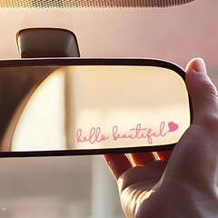 Pink Heart Rearview Mirror Decal for Cars, 3X Waterproof Vinyl Mir Color: Pink