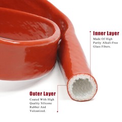 Silicone/Fiberglass Fire Sleeving High Temp Insulation Sleeve Φ4-100mm Red