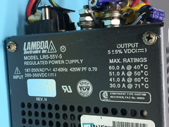 LAMBDA LRS-55V-5 REGULATED POWER SUPPLY,187-250VAC,47-63Hz, 420W PF 0.70, 134396