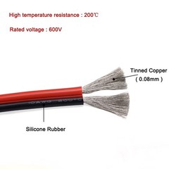 2Pin Red&Black Silicone Wire 10AWG-24AWG Extra Soft Silicone Cable Tinned Copper