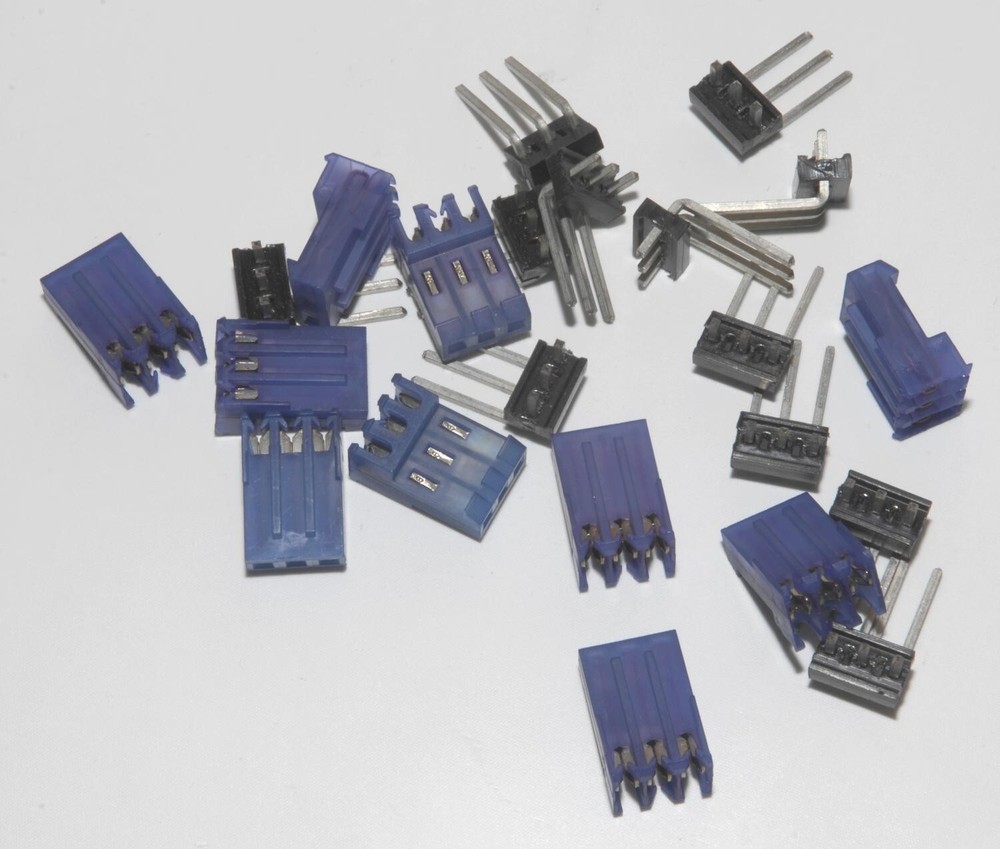 10) TE-Connectivity 3 Pin Header & Mate Power Connectors, .156″ 3.96mm .045 Pins