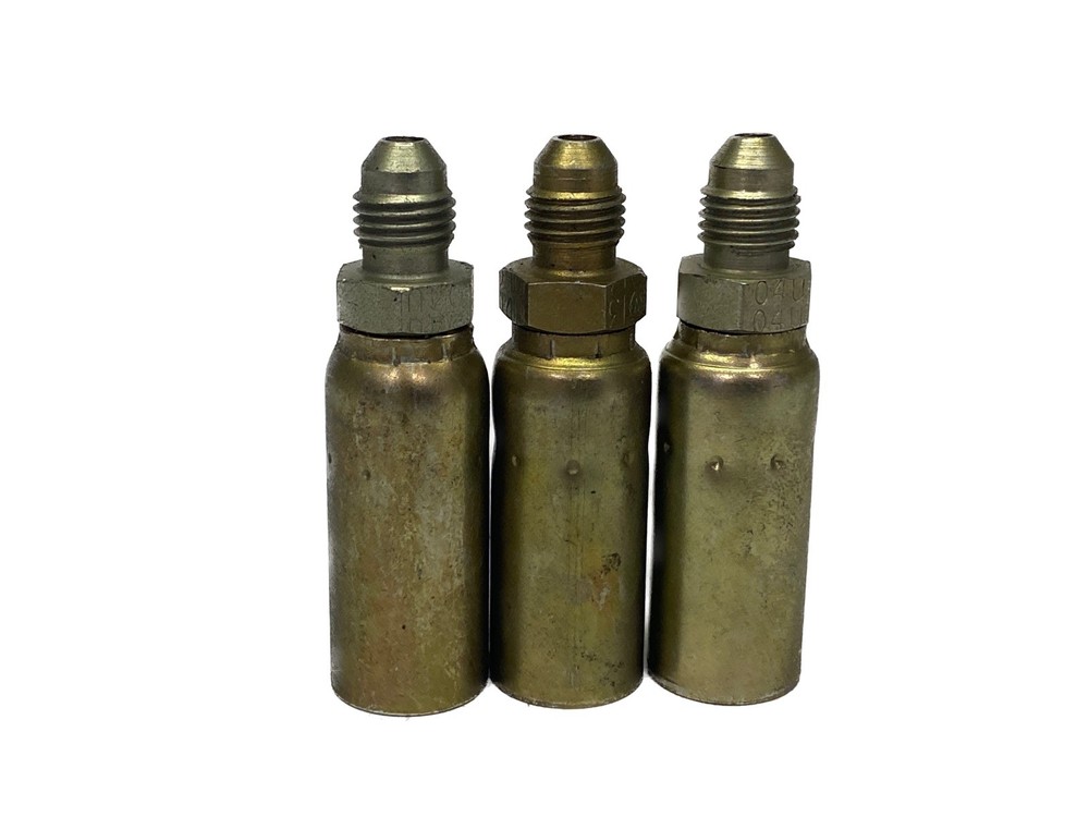 (3) NOS Weatherhead 1/4” Hose ID x 1/4” JIC 37° Male Hose Crimp Fittings 04U-504