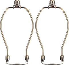 Antique Brass 7 Inch Lamp Harp Kit 3/8 Saddle Base Light Duty Pack 2 Lamp Shade
