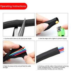 Split Braided Sleeving Tube Cable Wire Sheath Flame Retardant Insulation 5-60 mm