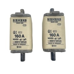 2x SIEMENS 3NA5836 Fuse Nh00 Gl / Gg GR.00 500VCA 160A NOS