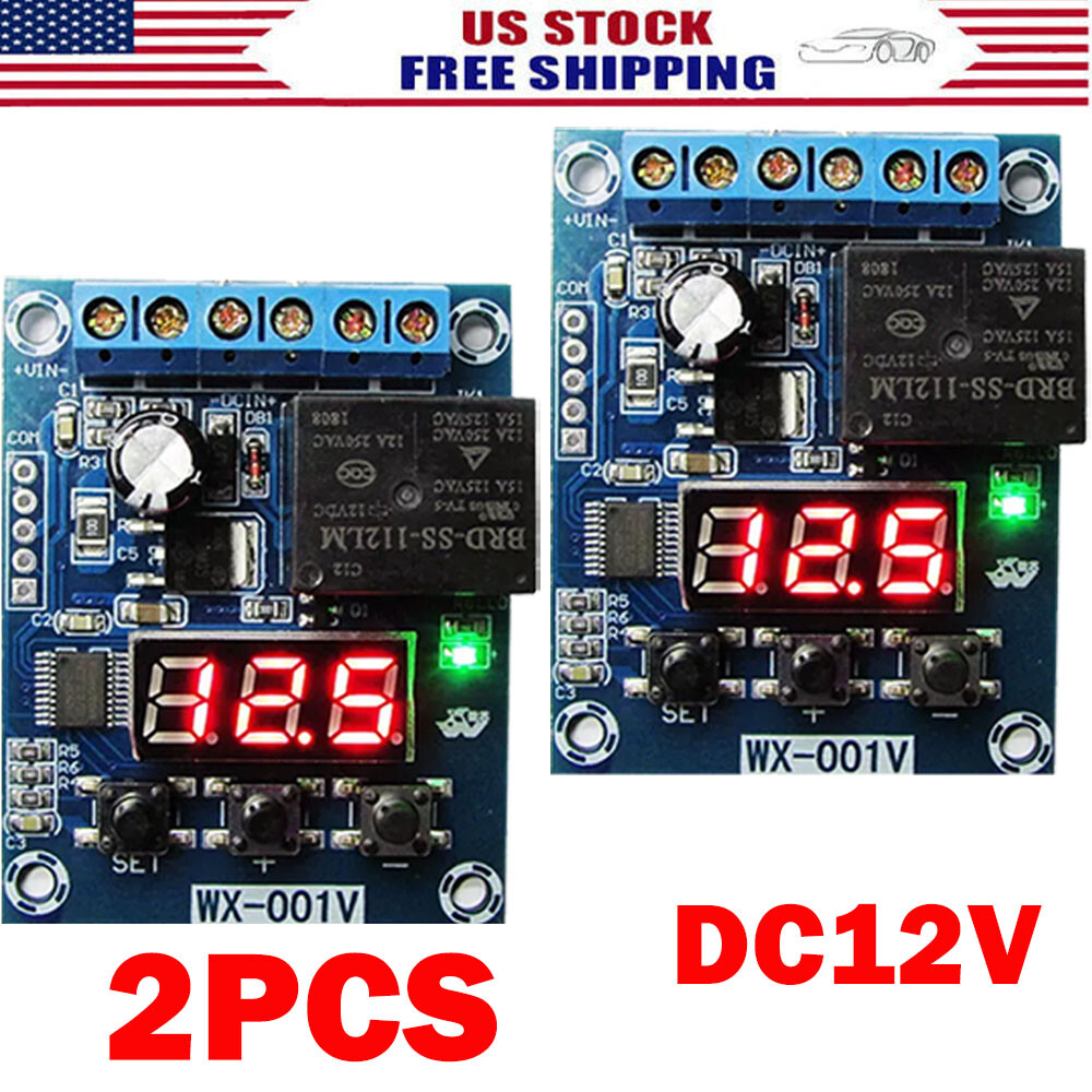 2X DC12V Voltage Detection Module Relay Switch Charging Discharge Monitoring US