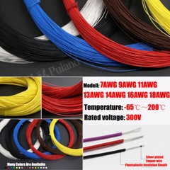 7AWG~18AWG PTFE Silver-plated Copper Stranded Electrical Wire Cable Audio Wire