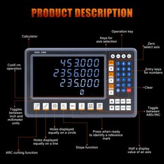 TOAUTO 2/3 Axis 8” LED Digital Readout Dro Display Glass Linear Scale 4”-40”