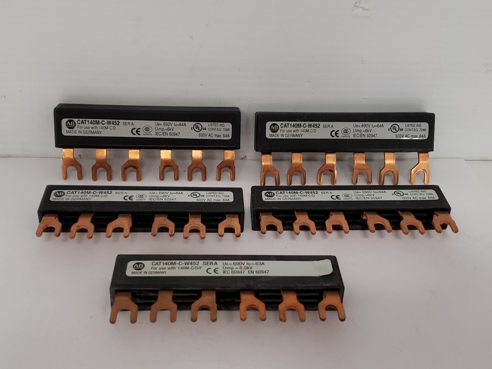 ALLEN BRADLEY 140M-C-W452 COMPACT BUSBAR 600V 3 PHASE SERIES A (LOT OF 5)