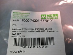 Murr Elektronik RJ45 male 0° shielded Ethernet 7000-74301-6770100 Factory Sealed